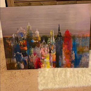 Large city skyline wall canvas